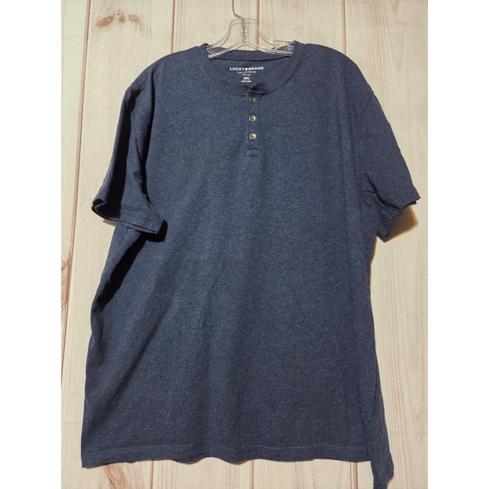 Lucky Brand Mens Dark‎ Blue Cotton Polyester Blend Henley Shirt XXL